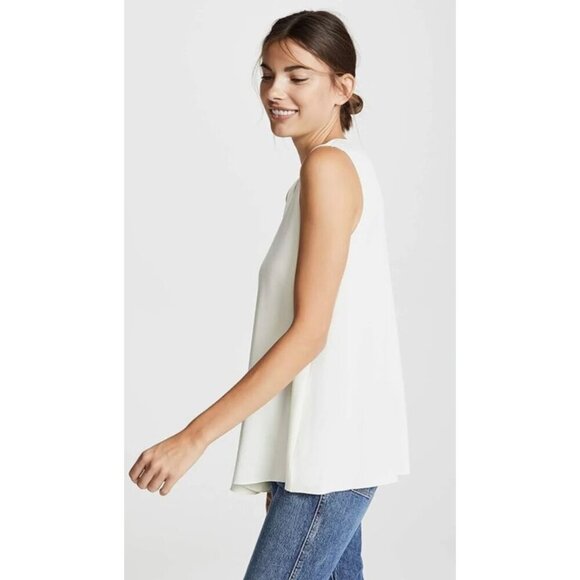 Theory NWT A Line V Neck Sleeveless Ivory Top Core Street Silk Size P or 0 - Picture 2 of 6